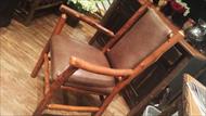 high end rustic twig chair with leather upholstery