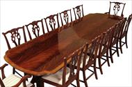 Antique reproduction dining table opens to 12 feet