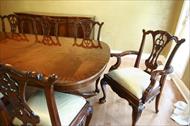 Reproduction, outlet priced, solid mahogany high end dining chairs