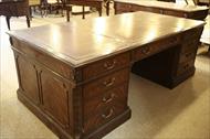 High quality mahogany executive desk.  Leather top and file hangers for storage.