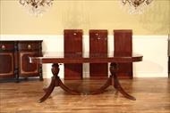 double pedestal mahogany dining table with three leaves