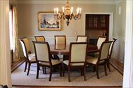 upholstered dining chairs and extra large round mahogany dining table