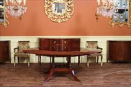 60 88 Round to Oval dining room table with mahogany color finish