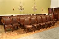 Solid walnut and leather chairs 