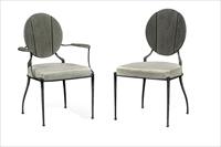 Outdoor dining chairs upholstered in Sunbrella fabric