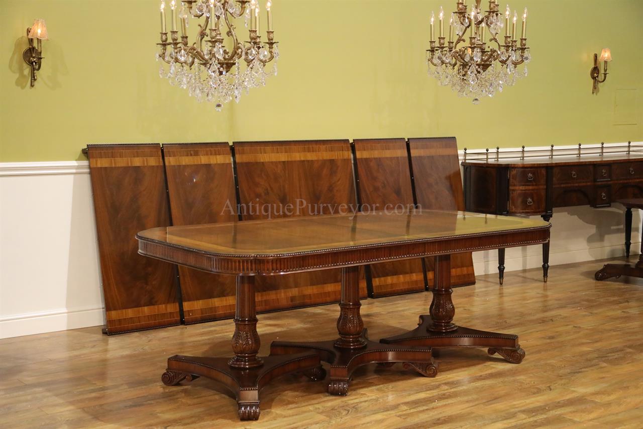 16 Foot regency Style Triple Pedestal Dining Table