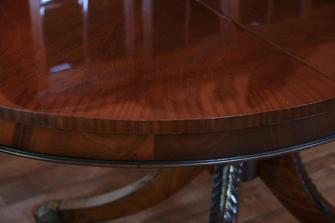 Round Mahogany Dining Table with Leaves