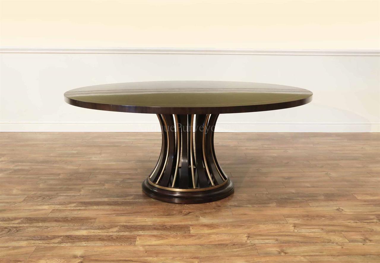71 inch Modern Rosewood and Ebony Round Pedestal Table TOP ONLY
