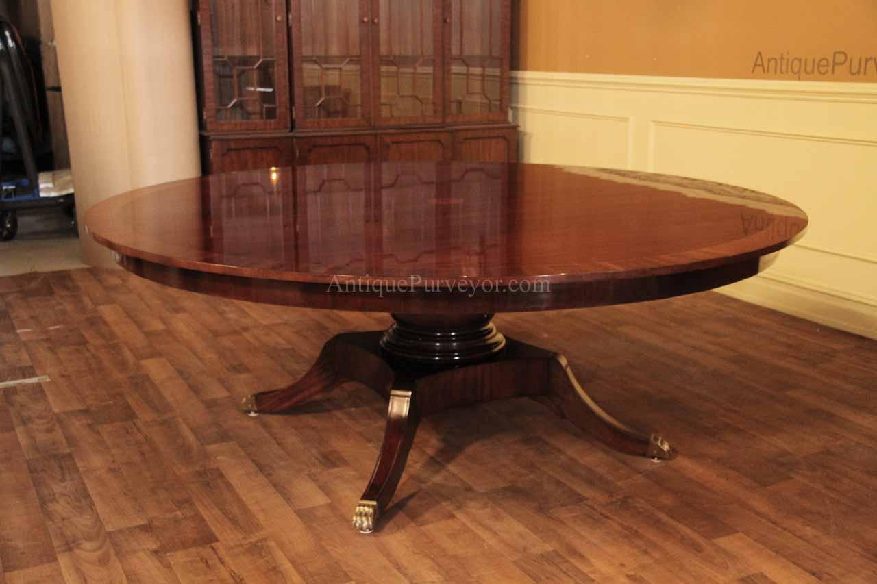 High end 84 round mahogany table with banding