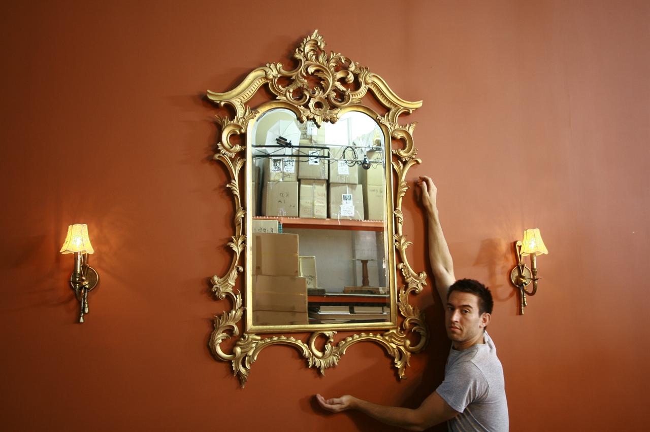 Luxury gold leaf solid mahogany mirror