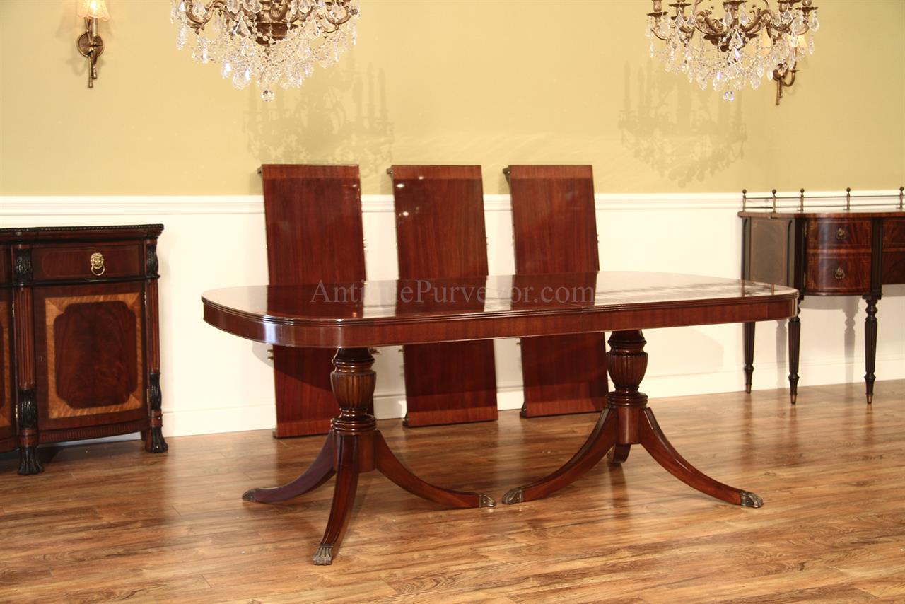 High End American Made Custom Double Pedestal Mahogany Dining Table