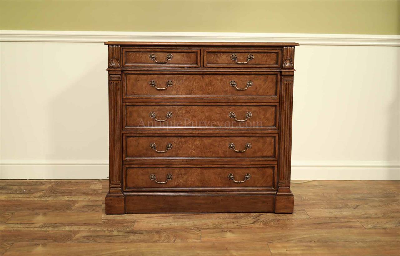 High-End Traditional Myrtle and Walnut Finished File Cabinet