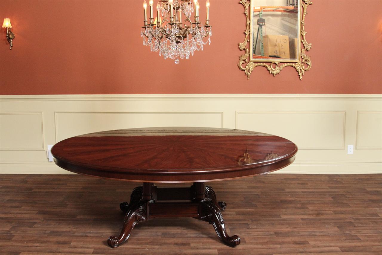 84" High End Large Round Mahogany Dining Table, Dining Room Table | eBay