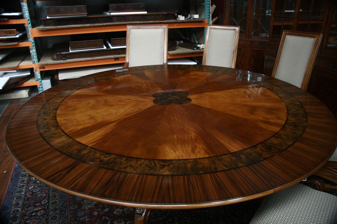 84" High End Large Round Mahogany Dining Table with 2 Bands, Dining