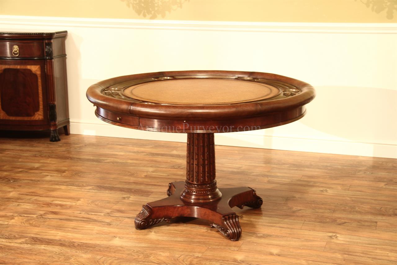 Luxurious 52 inch Round Traditional Leather Top Poker Table