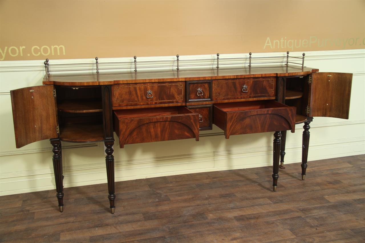Mahogany Dining Room Sideboard Brass Accents