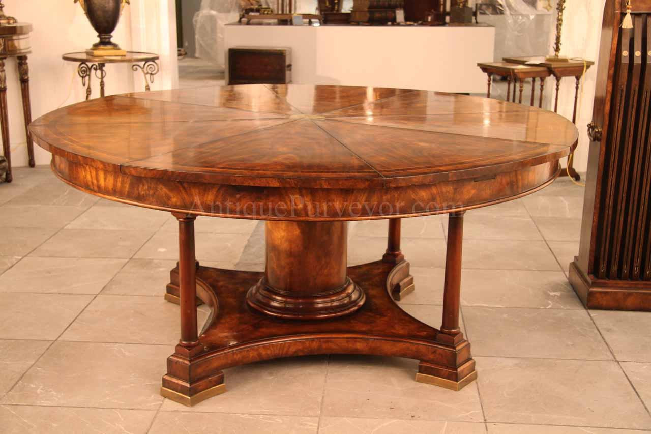 90 Round Mahogany Radial Dining Table with Jupe Patent Action
