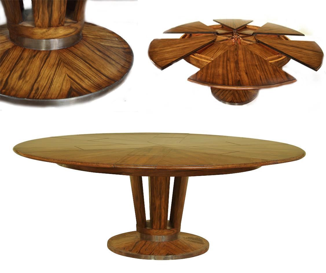 Contemporary Jupe Table, Large Modern Round Dining Table Opens to 84