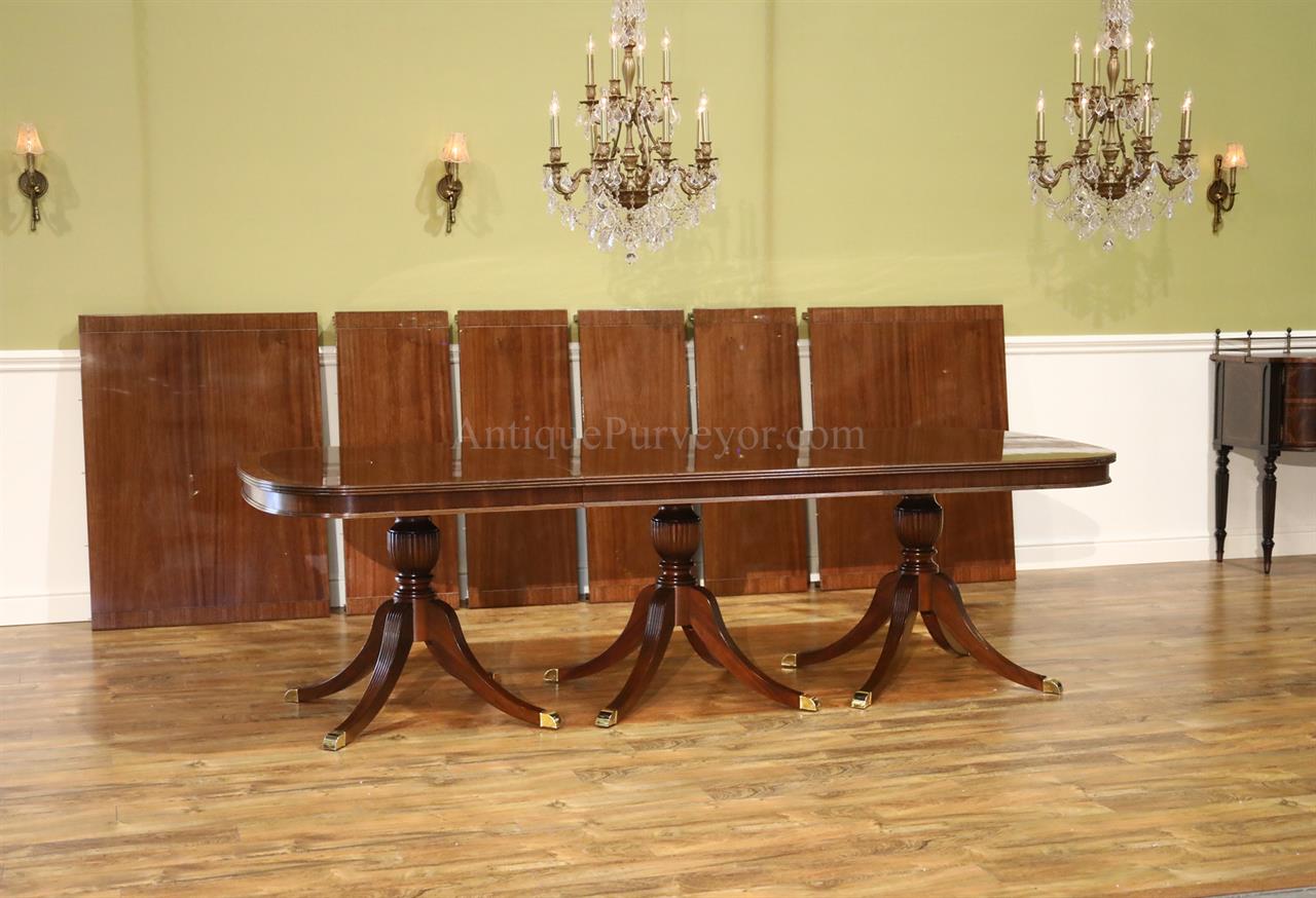 triple pedestal mahogany dining room table