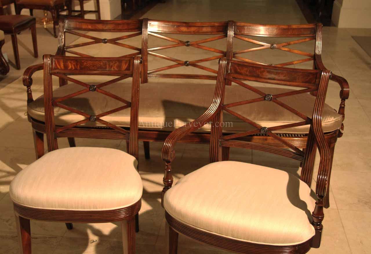 New High End Antique Reproduction Cross Back Dining Chairs