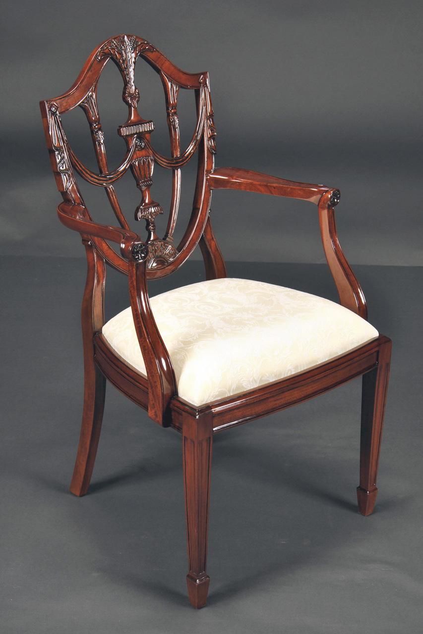 Prince of Wales Mahogany Carved Shield Back Dining Room Chairs
