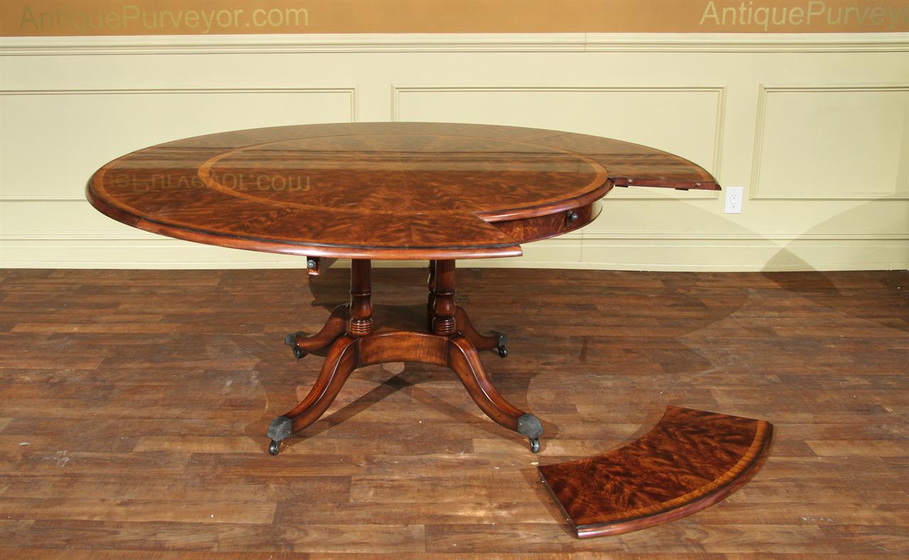 Round expandable mahogany dining table