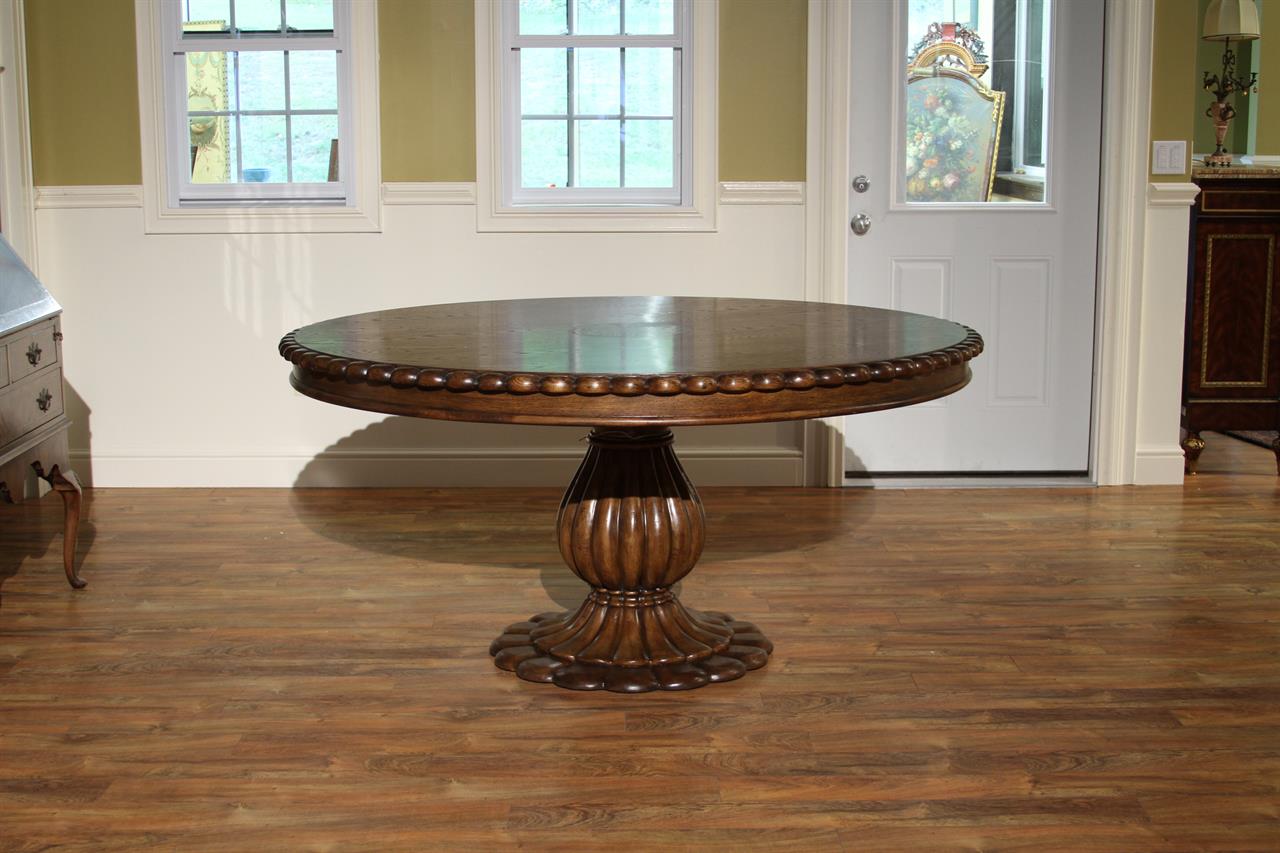Round Oak Pedestal Table for Kitchen or Dining Room