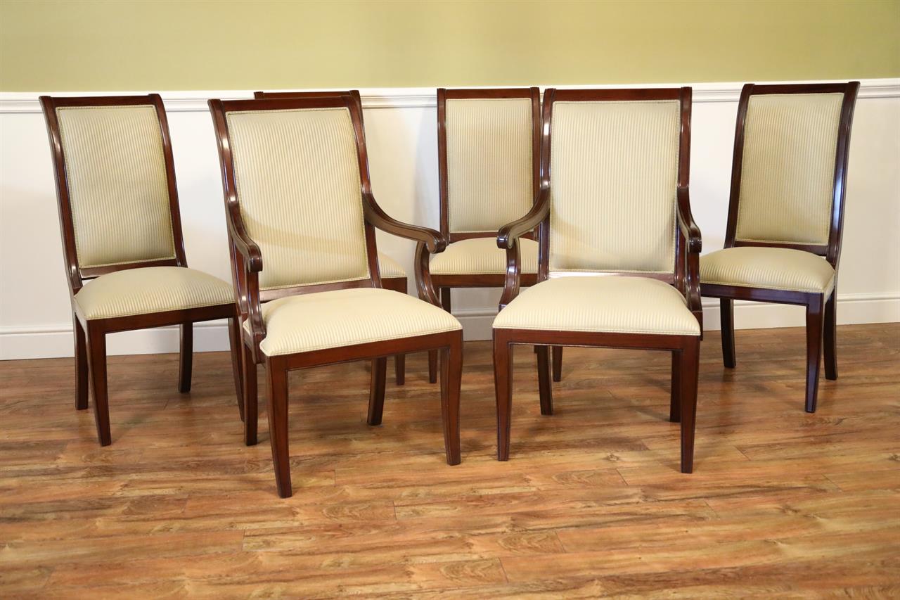 Set of 8 Solid Mahogany Transitional Dining Room Chairs - SALE