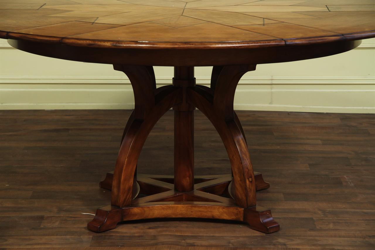 Solid Walnut Round Arts and Crafts Expandable Dining Room Table