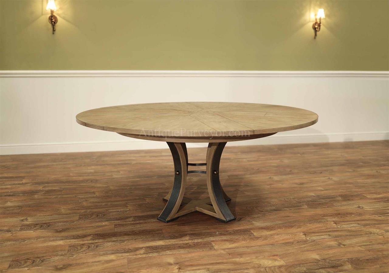 Modern Jupe Table with Iron Hammered Tower Pedestal