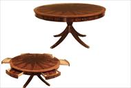 60-inch round wood dining table with flame mahogany top
