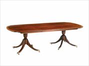 Fine American made mahogany dining table comfortably seats 14