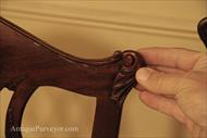 Solid mahogany Chippendale chair, ear details
