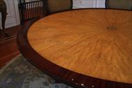 Mahogany banded 84 inch satinwood dining table