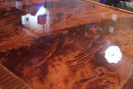 Hard to find crotch mahogany Veneers show colors of brown, red, amber, and cherry