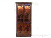 high end antique reproduction mahogany corner cabinet