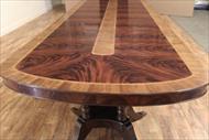 Satinwood inlaid mahogany dining room table