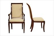 transitional upholstered mahogany dining chairs