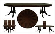 Traditional Dark Round to Oval Dining Table