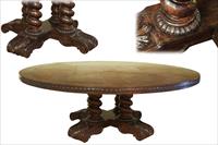 Round solid oak dining table