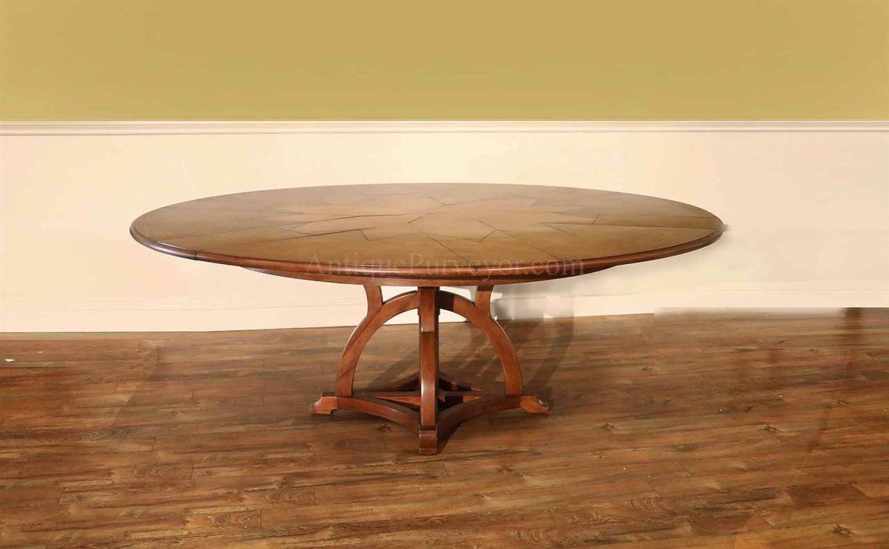 Arts and crafts round dining table with self storing leaves