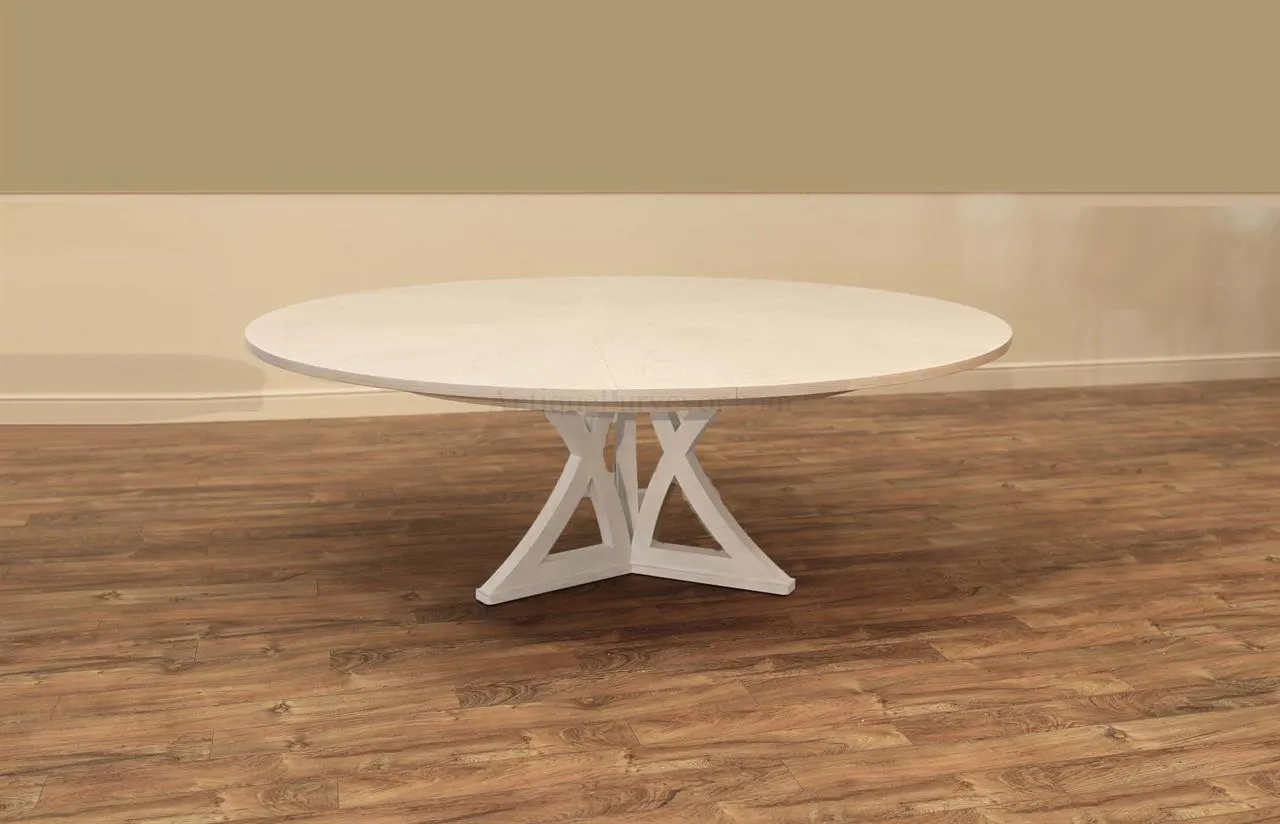 Casual Jupe table, Expandable round dining table, seats 6 to 10 people with self-storing leaves or hidden leaves