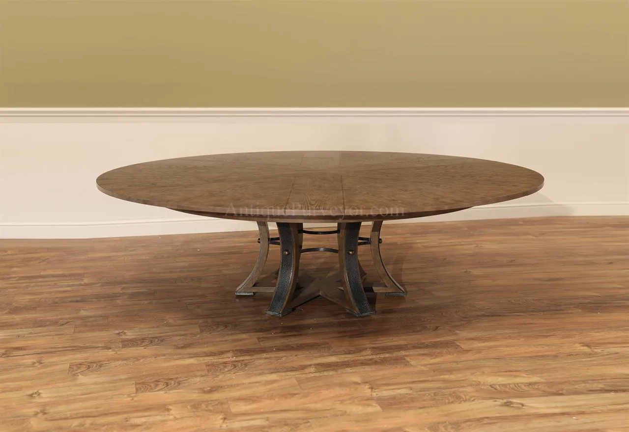 Jupe table, extra-large expandable dining table in light mink finish, 82"-100" an AP Exclusive by AntiquePurveyor