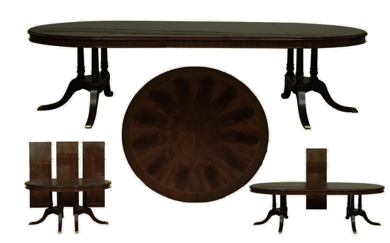 60" Polished Dark Walnut Dining Table Opens to 10 Feet, Seats 12 an AP Exclusive by AntiquePurveyor