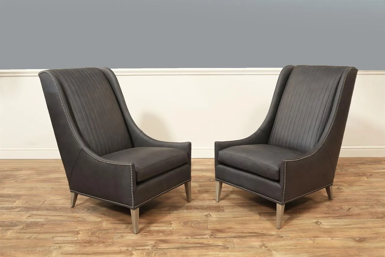 Hancock & Moore Chase Channel Back Chair, Driftwood Frame & Nail Trim