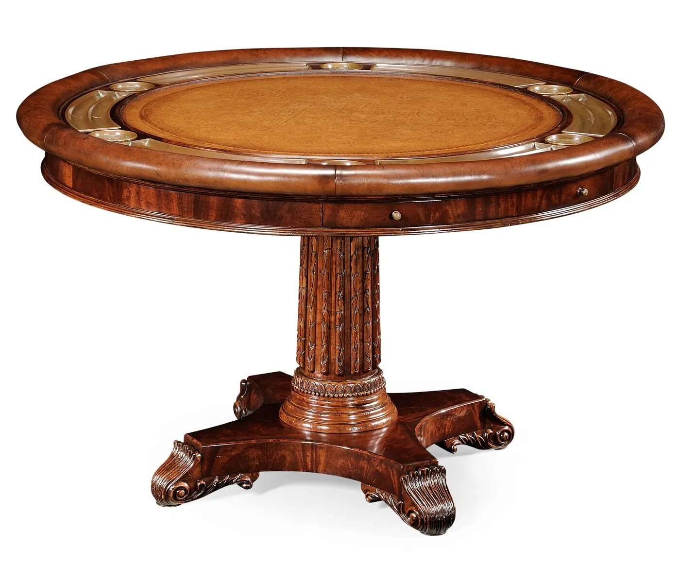 52in Round leather top games table or poker table. Luxurious 2-6 person poker table