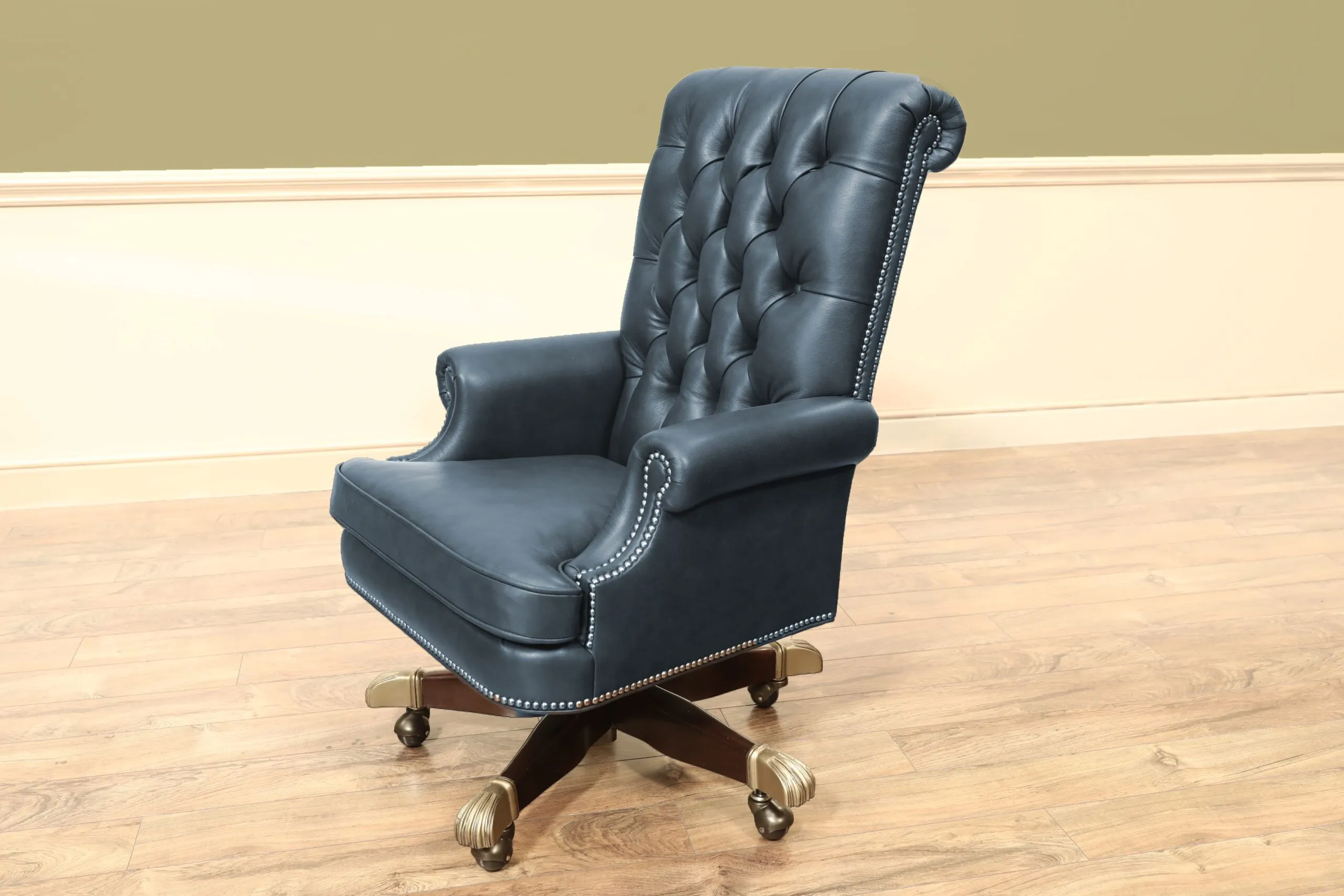 Hancock & Moore Berwind Executive Chair in Mahogany With Gold-Accent Feet