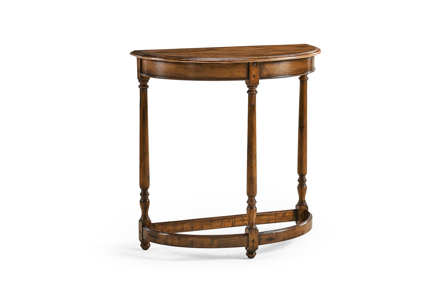Country Walnut Demilune Console Table 491162-CFW