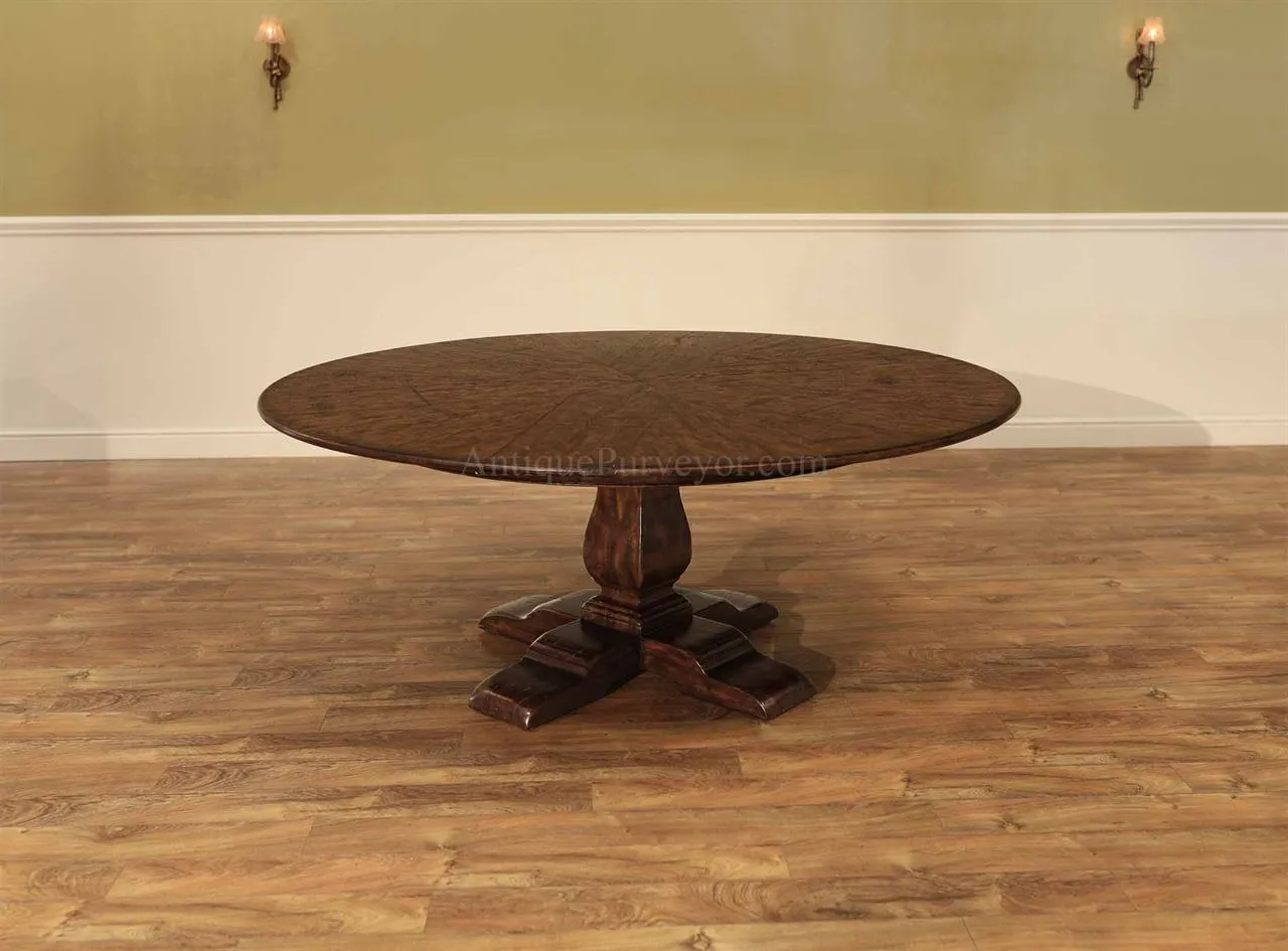 Victorian Jupe table. Knotty oak, heavily distressed reclaimed oak tavern jupe table. Deep rich golden brown finish