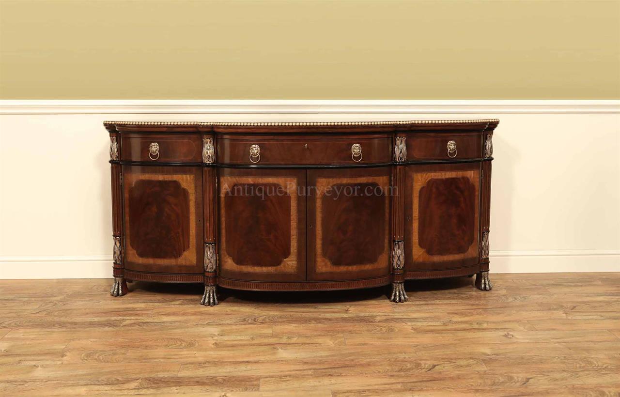 EJ Victor Regency Mahogany Sideboard with Lion Paw Feet and Bow Front